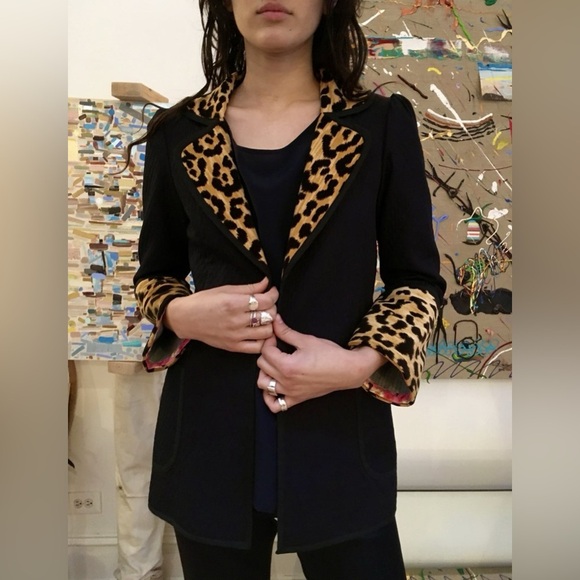 NWT Alix of Bohemia for Moda Operandi Richards Coat in Navy/Leopard sz XL $1,480 - Picture 3 of 3